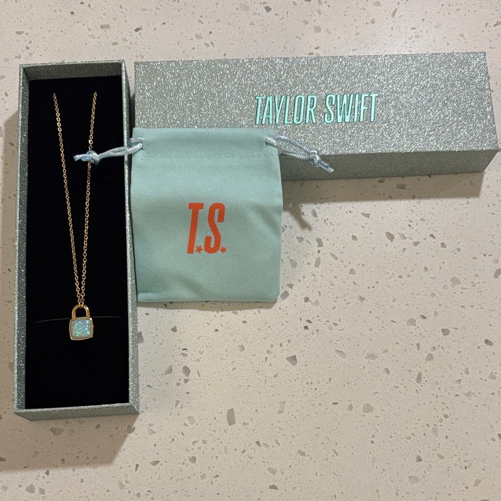 Taylor Swift The Life of a Showgirl Lock Necklace with Iridescent Opal Pendant